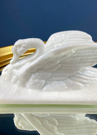 Westmoreland Milk Glass Duck Dish. Baby Duck Butter or Serving Dish. White Bird Bowl with Cover. Modern Farmhouse. French Country.