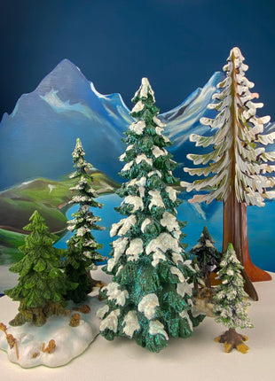 Icy Trees for Christmas Village or Seasonal Display by Dept. 56. Set of 2 Medium White Pines. Village Accessories. Nativity Scene.