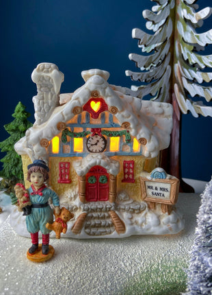 Illuminated Christmas Village Santa's Workshop by Enesco. Magical Porcelain House Toys for Good Girls & Boys. Holiday Home or Retail Decor.