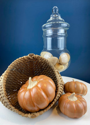 Set of 3 Iridescent Glass & Ceramic Pumpkins Gourds. Home or Retail Fall Decor. Halloween Display. Thanksgiving Table Centerpiece.