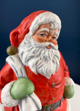 Vintage Santa, Sandman, Klaus Wickl with Lantern by Enesco. Hand Painted Figurine of Smiling Santa. Christmas Holiday Home or Retail Decor.