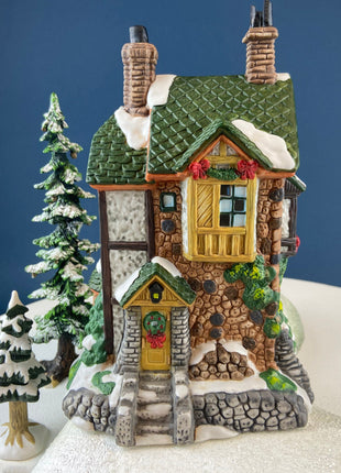 Illuminated Lucy's Chocolate Shop by Lemax, 2004. Christmas Hand-Painted Village House. Magical Holiday Home or Retail Decor. Kids' Room.