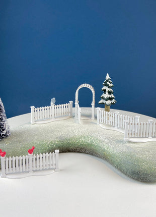 2 Stone Walls by Dept. 56 for Christmas Village. Realistic Rock Fence with Sandy Bases. Holiday Accessories. Seasonal Decor.