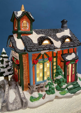 Elf Dormitory Illuminated Hand Painted Christmas Village House. Mercurie 1992. Alternative Holiday Home or Retail Decor. Kids' Room.