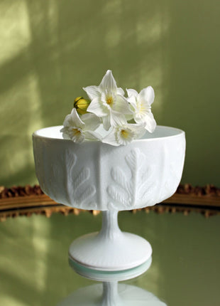 Vintage Milk Glass Flower Pot Set of 2. Oak Leaf Design, 1975. Window Sill Garden. Gift for Greenfingers. Home Garden Decor.