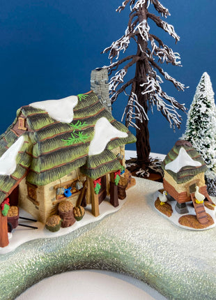 Christmas Village Chicken Coop. Illuminated Porcelain Accessory by O'Well. Seasonal Home or Retail Decor.