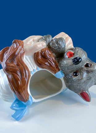 Smiling Frog Cookie Jar by Dept 56. Dapper Toad with Flowers Porcelain Storage Canister. Dining Kitchen Decor. Kids Room.