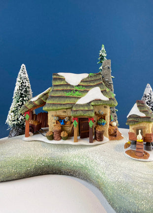 Christmas Village Chicken Coop. Illuminated Porcelain Accessory by O'Well. Seasonal Home or Retail Decor.