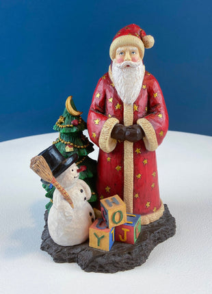 Large Vintage Santa Figurine with Little Girl and Bag of Gifts. Christmas Decoration. Holiday Celebration. Retail Home Seasonal Display.