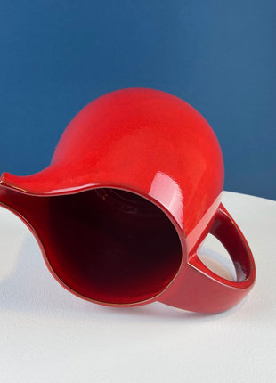 High Gloss Stunning Red Glaze Flower Pot/Vase. Vibrant Red Bowl. Ecclectic Bohemian Home Decor. In-House or Outdoor Herb Garden.