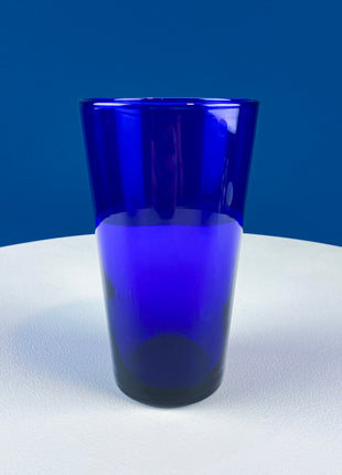 Cobalt Blue Tumblers. Set of 6 Minimalist Modern Glasses. Kitchen Dining Decor. Fine Dining.