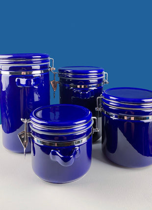 Vintage Mid Century Modern Dandelion Yellow Ceramic Lantern Shaped Canisters with Lids. Set of 3. Kitchen Dining Rm Decor. Modern Farmhouse.