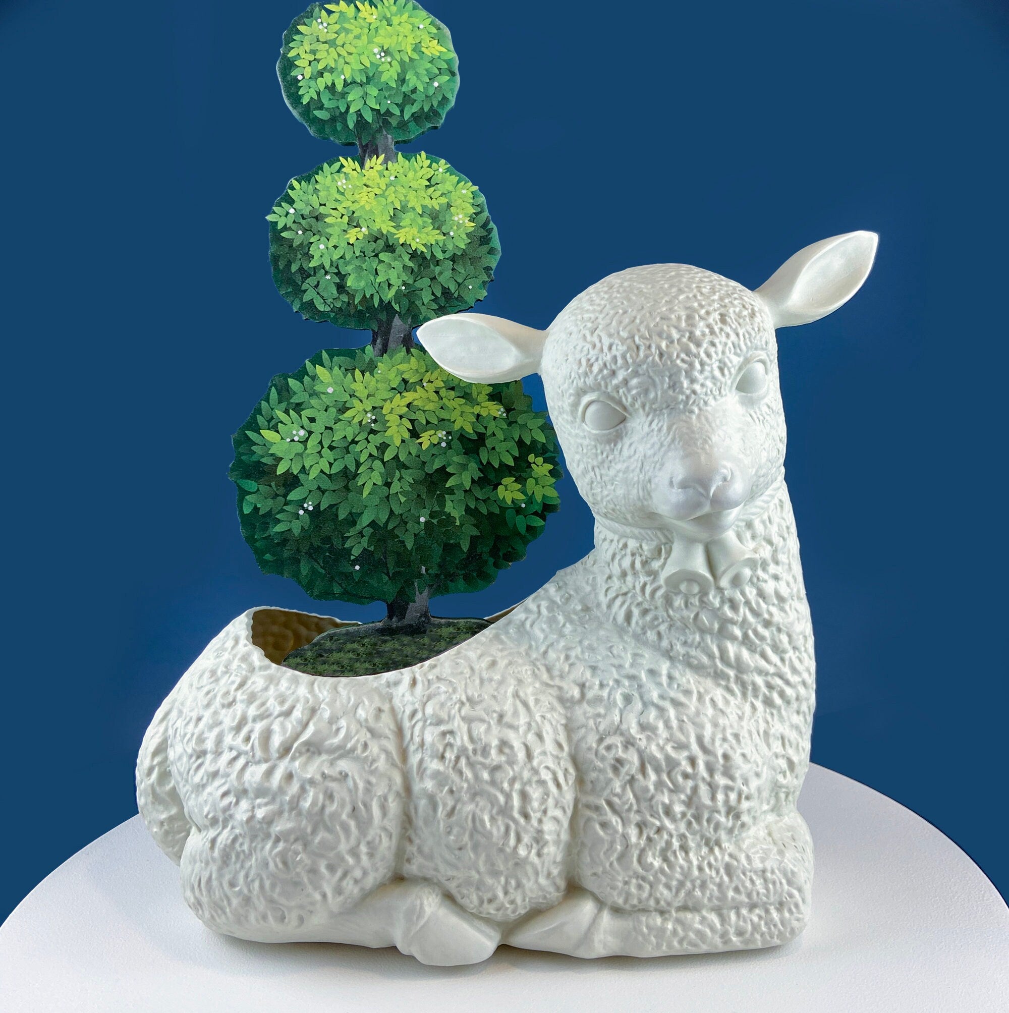 plastic lamb planter Blow Mold White Lamb Planter or Large Table Decoration. Cute Baby Sheep. Inside/Outside, Easter/Spring, Home, Retail, Cafe, Bakery Display