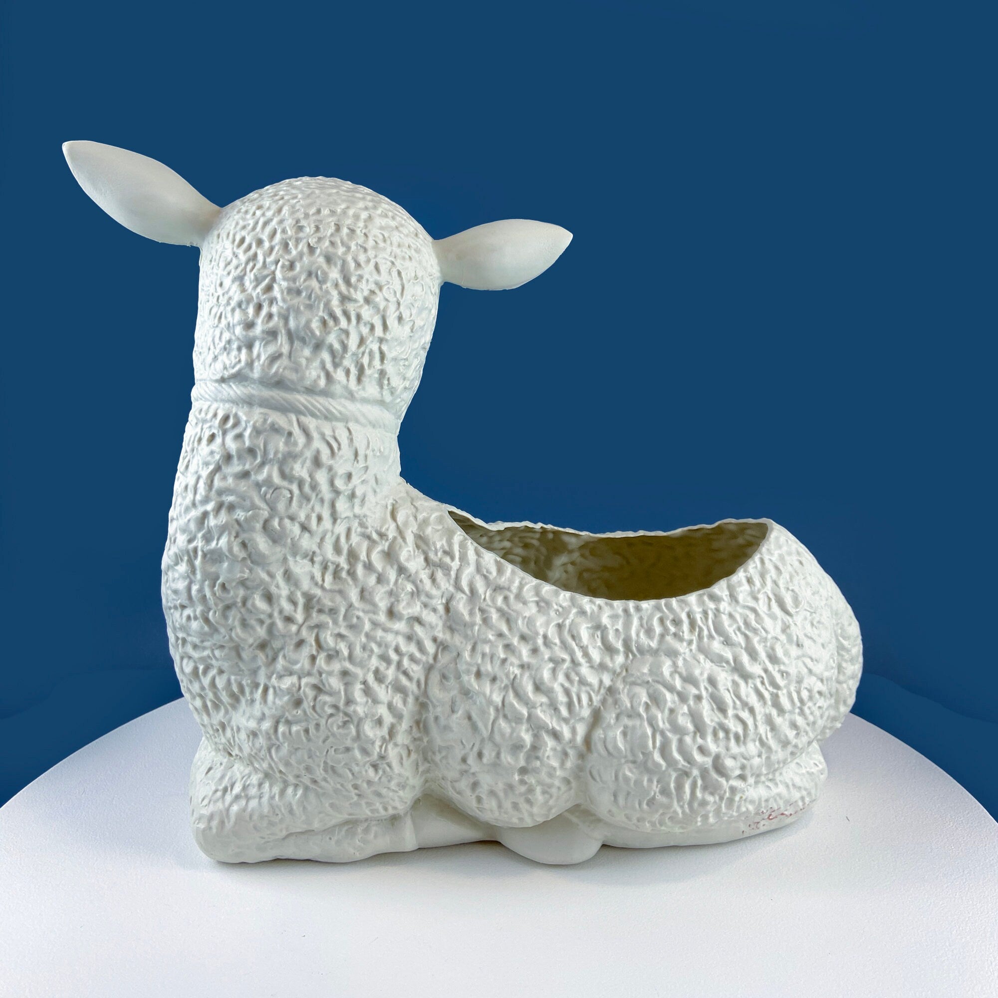 plastic lamb planter Blow Mold White Lamb Planter or Large Table Decoration. Cute Baby Sheep. Inside/Outside, Easter/Spring, Home, Retail, Cafe, Bakery Display
