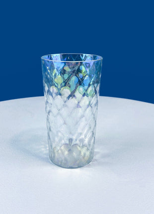 Fostoria Needle-Etched Cloverleaf Crystal Set of 9 Water Juice Liqueur Tumblers with Matching Decanter Carafe. Dining Barware LibraryDisplay