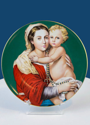 Vintage Limoges Display Plate Showing Madonna and Child by Sandro Botticelli. Limited Edition. Wall Hanging. Gift for Mom or Grandma.