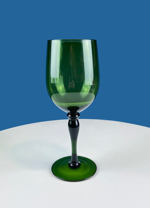 Stunning Green Wine Goblets. Set of Four Stemware. Dark Green Hand Blown Glasses. Elegant Dining Room Decor. Unique Barware. Wedding Gift.