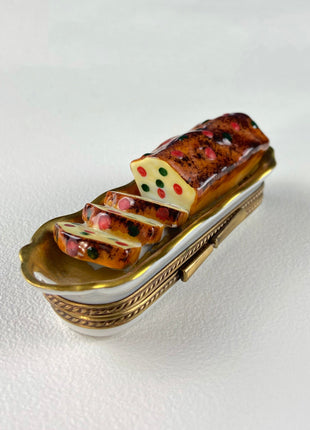 Sweet Bread Collectible Porcelain Limoges Box. Miniature Hand Painted Pill, Trinket or Ring Box. Knife Closure. Gift for Mom, Grandma Baker.