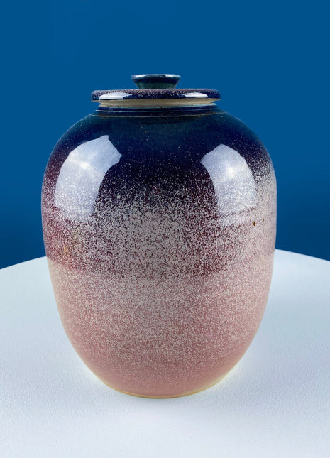 Clay High Gloss Gradient Color Urn with Lid. Hand Made Flower Vase. Rustic Home or Cabin Decor. Modern Farmhouse. Florist Supplies.