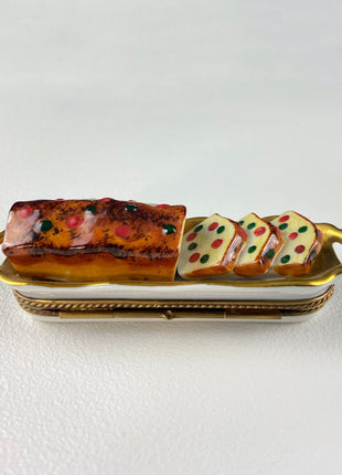 Sweet Bread Collectible Porcelain Limoges Box. Miniature Hand Painted Pill, Trinket or Ring Box. Knife Closure. Gift for Mom, Grandma Baker.