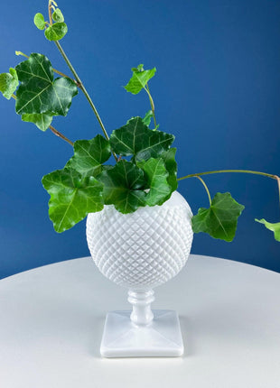 Westmoreland Milk Glass Vase or Planter. Footed Ivy Vase for Growing Ivy.