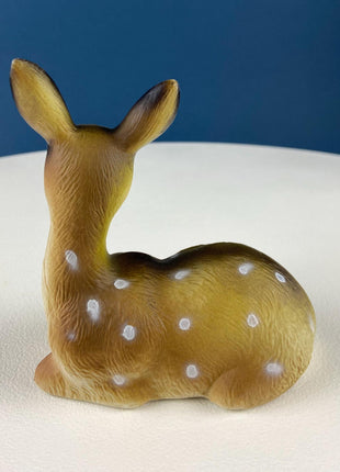 Vintage Ceramic Deer Figurine. 1950's Hand Painted Deer. Christmas Decor. Holiday Mantle Display. Log Cabin. Kids Room. Gift for Him Her.