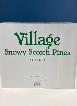 Snowy Scotch Pines by Dept. 56. Beautifully Detailed Snow Covered Trees for Christmas Village. Holiday Home or Retail Display. Set of 3.