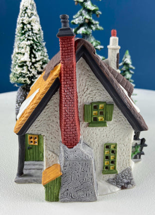 MayLie Cottage Porcelain Christmas Village House by Dept. 56. Dickens' Village Series. Illuminated Holiday Home Retail Display. Kids Room.