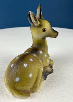 Vintage Ceramic Deer Figurine. 1950's Hand Painted Deer. Christmas Decor. Holiday Mantle Display. Log Cabin. Kids Room. Gift for Him Her.