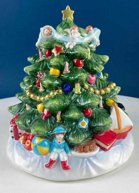 Colorful Ceramic Christmas Tree Richly Decorated in Toys and Ornaments. Holiday Home Decor. Table Centerpiece. Kids Room. Gift for Friend.