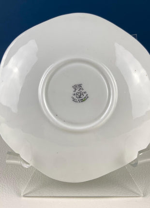 Vintage Foley Tea Cup & Saucer: Mint Green Floral Fine Bone China with Elegant Fluting