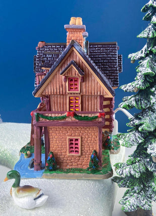 Illuminated Fishing Cabin by Lemax. Cumberland Lake Cottage. Magical Christmas Holiday Display for Home or Retail. Gift for Fisherman Dad.