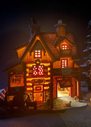 Illuminated Fishing Cabin by Lemax. Cumberland Lake Cottage. Magical Christmas Holiday Display for Home or Retail. Gift for Fisherman Dad.