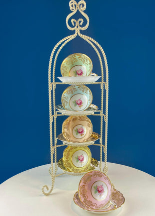 Vintage Paragon Tea Cup Saucer Dessert Plate. Commemorative Trio. Blue with Gold Motifs. Dining Room Decor. Gift for Canadian.