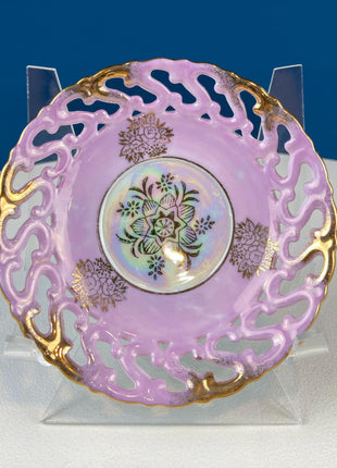 Pink Collection of Vintage Saucers. Mix & Match. Set of 5 Mostly Pink Plates with Lacey Reticulated Edges. Cute Gift Idea for Her.