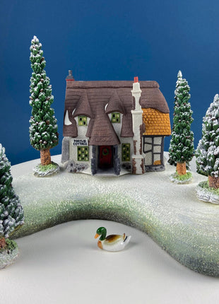 MayLie Cottage Porcelain Christmas Village House by Dept. 56. Dickens' Village Series. Illuminated Holiday Home Retail Display. Kids Room.