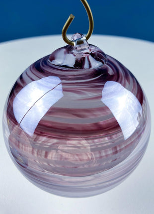 Hand Blown Christmas Ornament in Shades of Purple. Looks Like Pluto. Art Glass Sphere. Tree Ornament. Retail, Home, Dorm Holiday Decor.