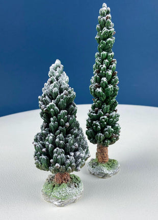 Village Snowy Evergreens by Dept. 56. Set of 6 Medium Trees Cypresses for Christmas Village. Holiday or Retail Display. Kids Room.