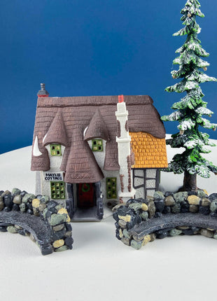 2 Rounded Stone Walls with Built-In Benches by Dept. 56 for Christmas Village. Realistic Rock Fence. Holiday Accessories. Seasonal Decor.