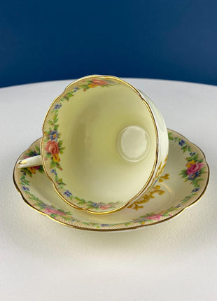 Vintage Paragon Minuet Tea Cup and Saucer, Floral Embroidery Motif