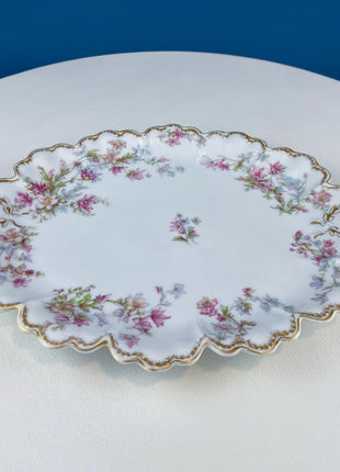 Oval Haviland Limoges Platter with Scalloped Edge. Stunning Porcelain Serving Dish. Wild Roses Motif. French Country. Serviceware.