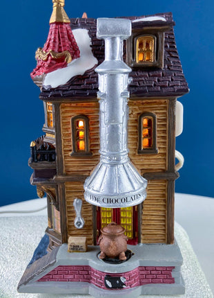 Illuminated Lucy's Chocolate Shop by Lemax, 2004. Christmas Hand-Painted Village House. Magical Holiday Home or Retail Decor. Kids' Room.