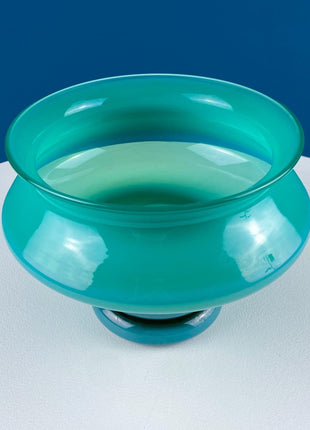 Set of 2 Modern Aqua Blue Geometrical Vases Ornamental Art Glass. Home Office or Retail Decor. Interior Design Ideas. Gift for Him or Her.