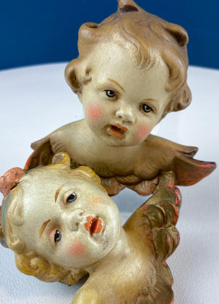 Vintage Hand-Painted German Cupid Hanging Figurines. Cute Girl and Boy Cherubs. Wall Art. Holiday Home Decor. Collectible Angels.