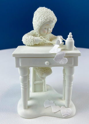 Snow Baby Cutting out Paper Hearts. "From My Heart to Yours" Figurine by Dept. 56. Celebrating Love & Friendship. Gift for Friend or Partner