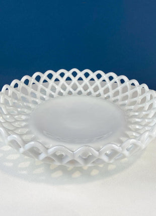 Vintage Fenton Large Milk Glass Bowl. 12" Hobnail Bowl with Ruffled Scalloped Rim. Collectible Serving Dish. Dining Room Holiday Decor.