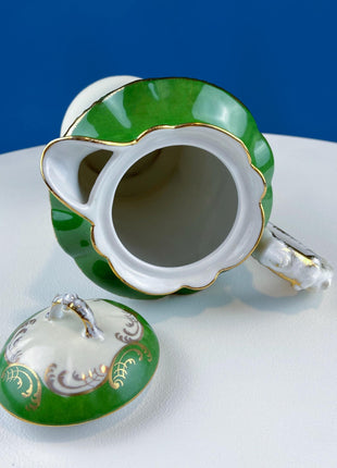 Antique Royal Bavarian Coffee Pot, Hand Painted Pink Roses, Art Nouveau