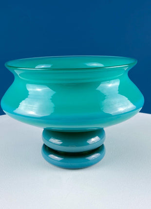 Stunning Jade Color Hand Blown Glass Footed Bowl. Semi-Opaque Glass Modern Glass Art. Modern Home Decor. Interior Design Ideas. Gift for Him