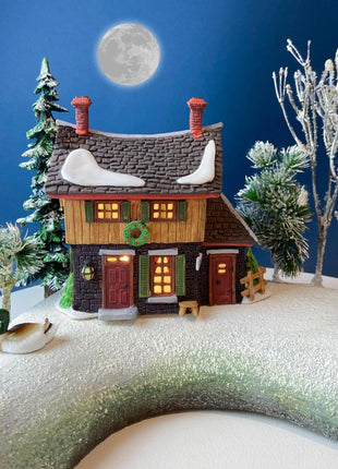 Illuminated Christmas Village Cobb Cottage Dept. 56. Dickens' Village. Seasonal Home Retail Decor. Kids Room Night Light. Gift for Him Her.