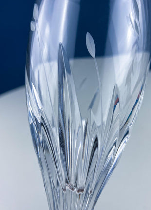 Crystal Champagne Flutes. Moondust Pattern Champagne Glasses by Noritake. Set of Seven Cut Crystal & Etched Motifs.